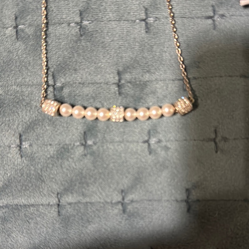 Brighton Silver Necklace with White Beads 18”